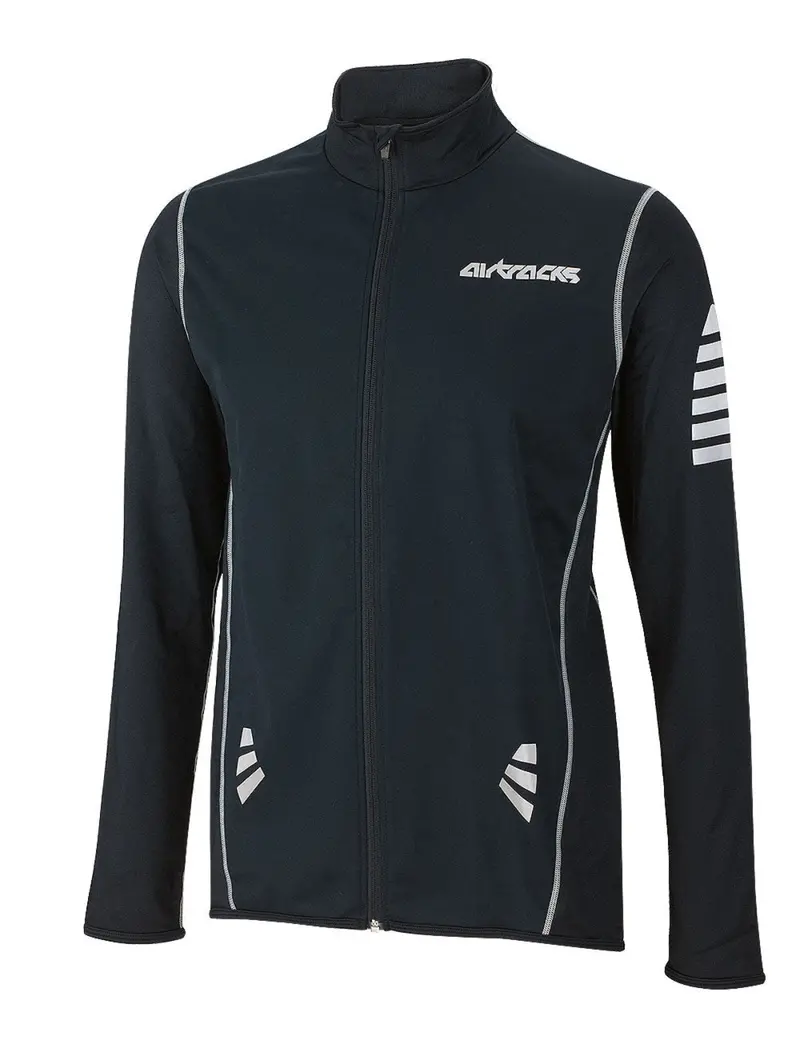 Herren Winter Fahrradtrikot Langarm Pro Fleece Thermotrikot Schwarz-Silber 2
