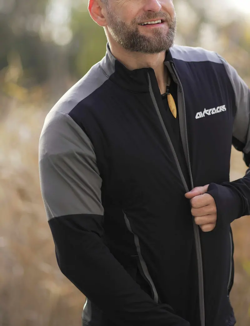 Herren Winter Fleece Laufshirt Langarm Thermo Running Sweatshirt Pro Line Schwarz-Grau Setprodukt 4