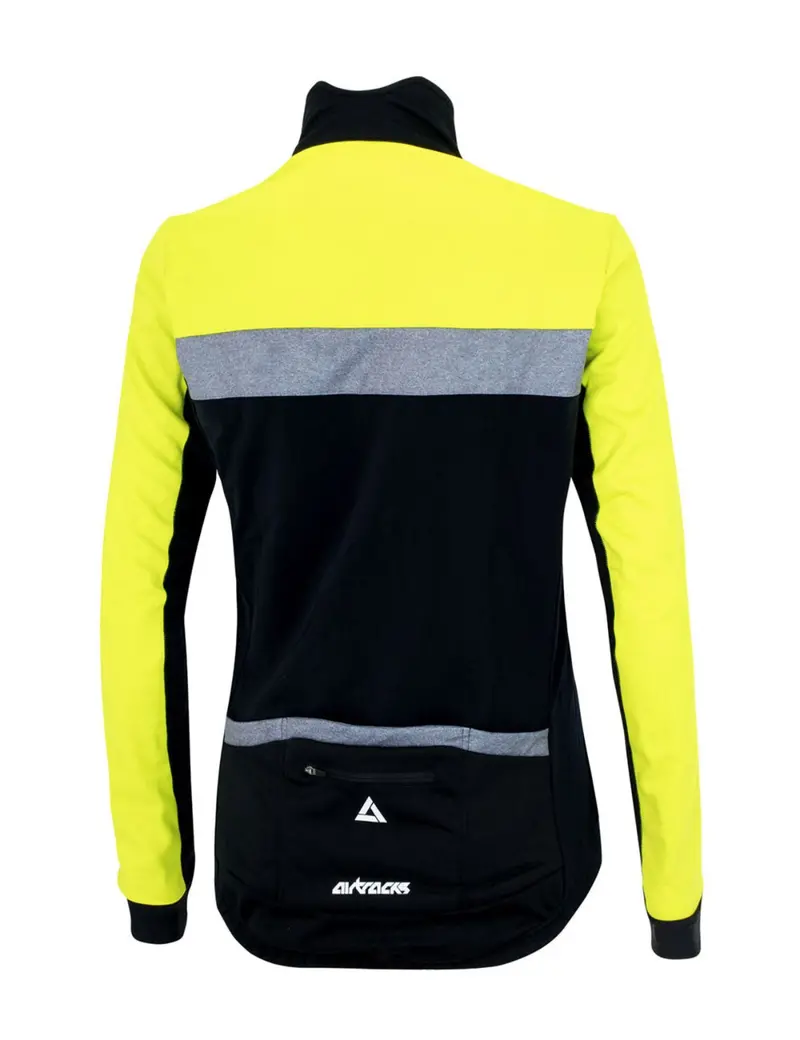 Herren Winter Thermo Fahrradjacke Pro Team Schwarz Neon 3