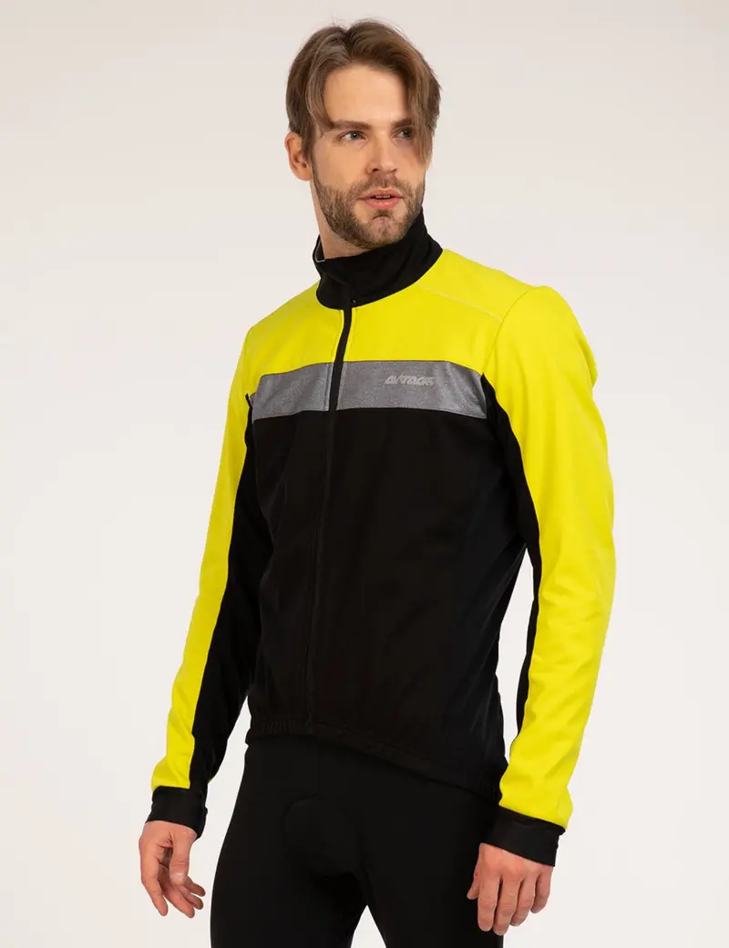Herren Winter Thermo Fahrradjacke Pro Team Schwarz Neon 4