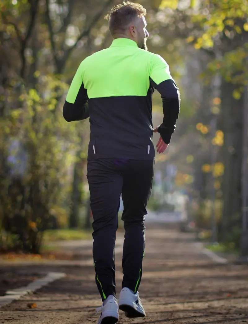 Herren Winter Thermo Laufhose Lang Pro Team Schwarz-Neon 4