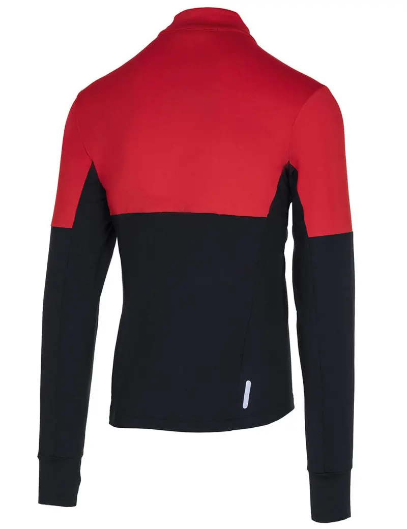 Herren Winter Thermolaufset (2-Tlg.) Pro Line Laufshirt Langarm + Laufhose Lang Schwarz Rot 6