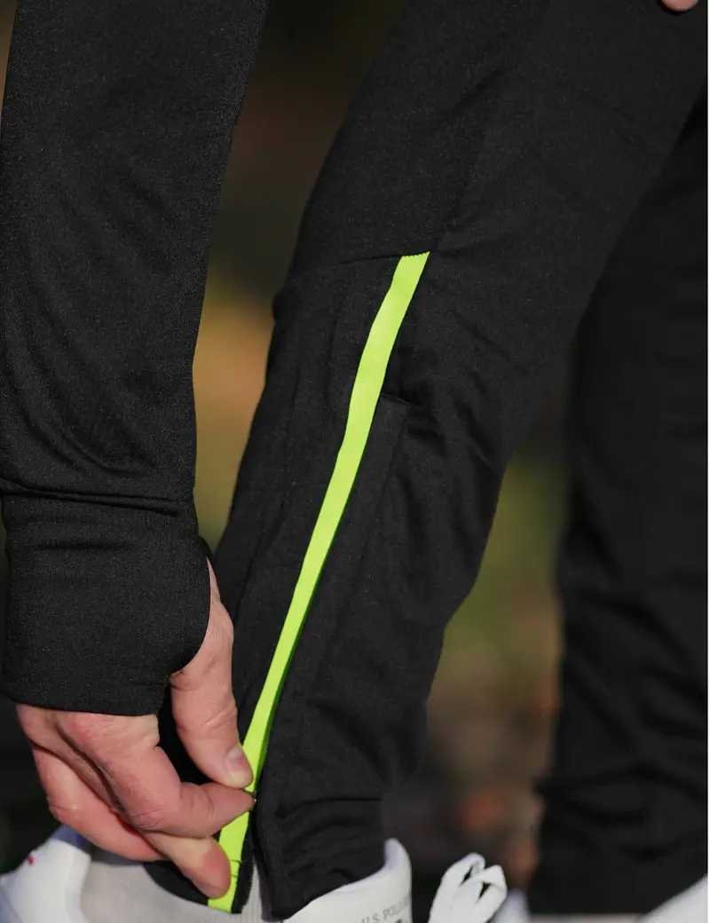 Herren Winter Thermolaufset Pro Line Laufshirt Langarm + Laufhose Lang Schwarz Neon 5