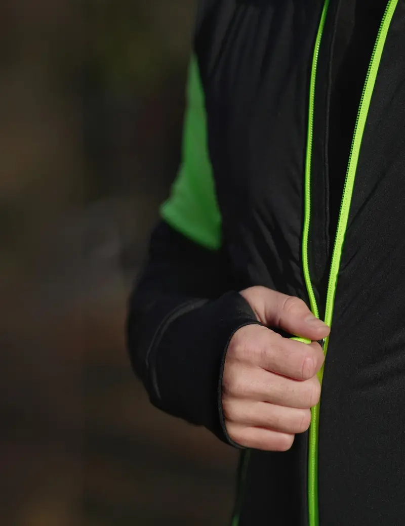 Herren Winter Thermolaufset Pro Line Laufshirt Langarm + Laufhose Lang Schwarz Neon 6