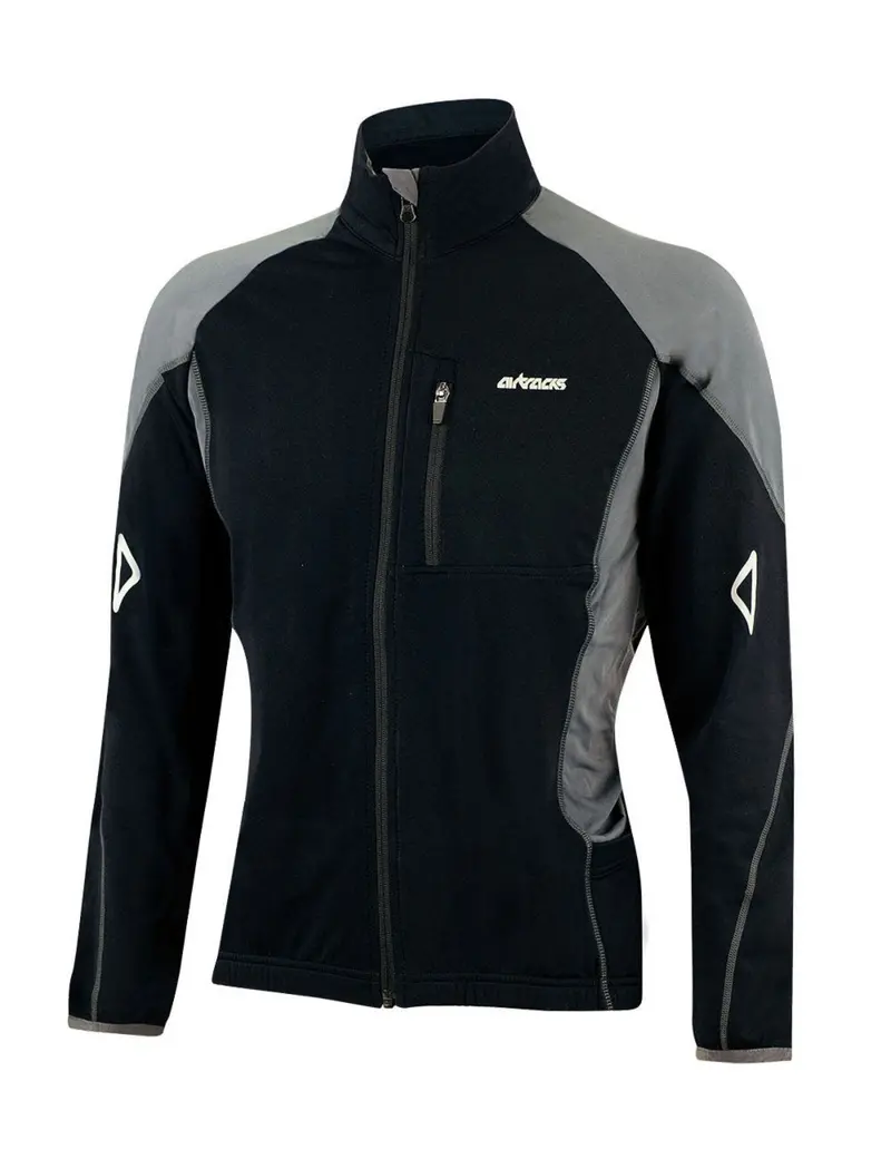 Herren Winter Thermoradtrikot Pro-T – Fahrradtrikot Langarm Mit Fleece Schwarz Grau 3
