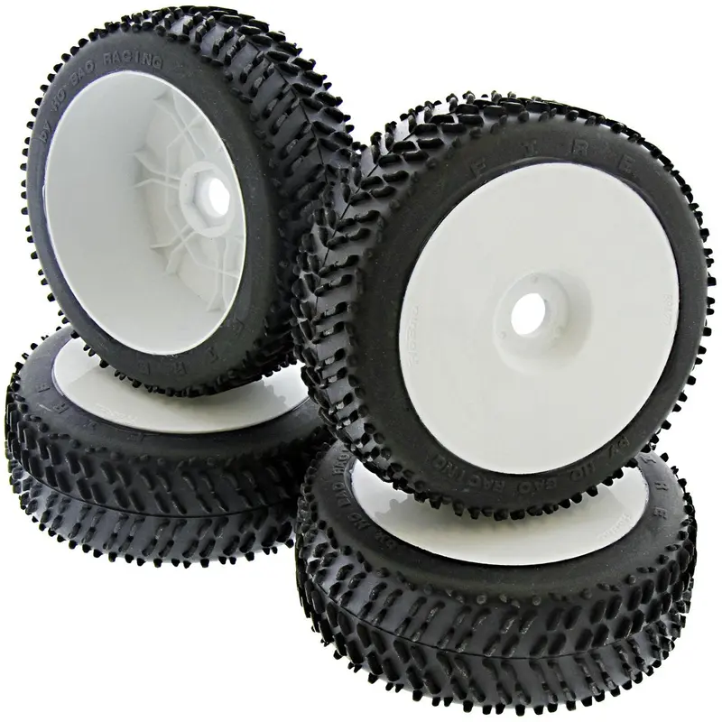 Hobao 1/8 Hyper 7 Tq Fire Racing Tires & White Dish Wheels, 17Mm 1