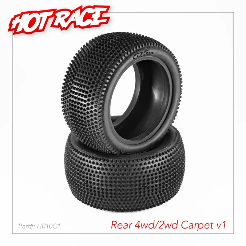 Hotrace 1/10 Tires V1 Carpet 4Wd/2Wd Rear, Hr-003-0622 1