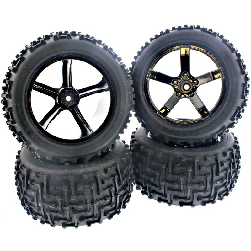 Hpi Racing 1/10 Bullet Mt / St Front & Rear Ammunition Mt Tires & 5 Spoke Wheels - 14Mm Hex 1