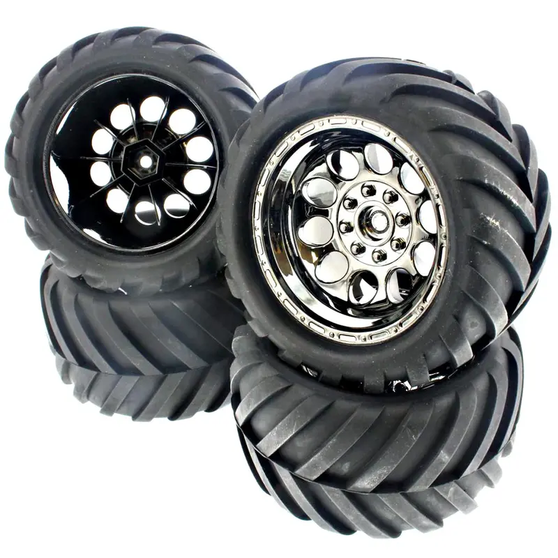 Hpi Racing 1/10 Bullet Mt / St Front & Rear Ammunition St Tires & Black Chrome Wheels - 14Mm Hex 1