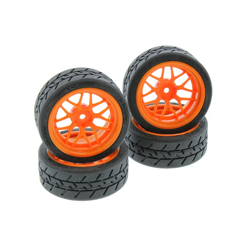 Hpi Racing 1/10 Rs4 Sport 3 Flux Tech 7 Orange Wheels & Spec-Grip Tires 1