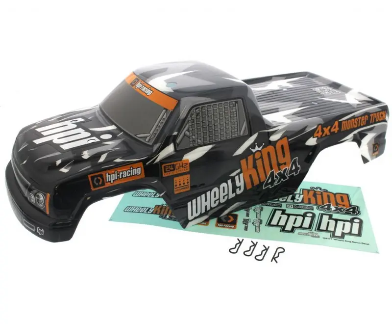 Hpi Racing 1/12 Wheely King Mini Gt-1 Black & Gray Body, Decals & Clips 1