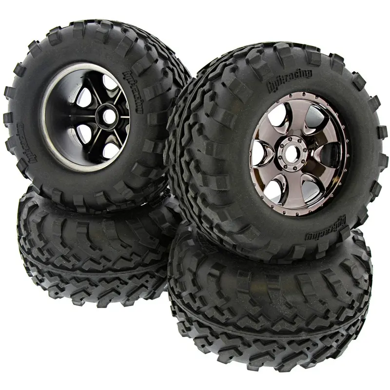 Hpi Racing 1/8 Savage Xl Flux Gt2 Tires & Warlock Black Chrome Wheels 1