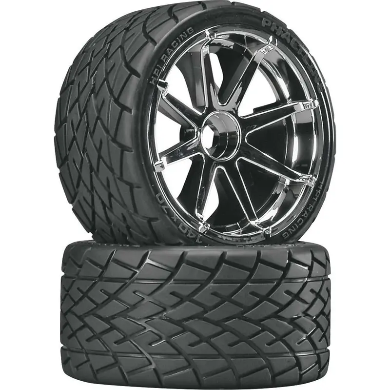 Hpi Racing 2 Mounted Phaltline Tires & Blast Chrome Wheels, 4729 1