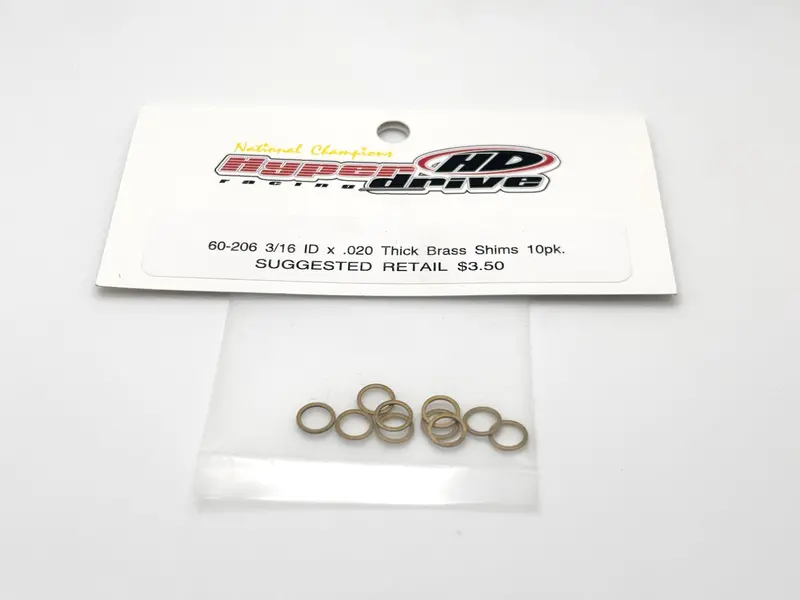 Hyperdrive 3/16 Id X 0.020 Thick Brass Motor Shims (10 Pk), Hd-60-206 1