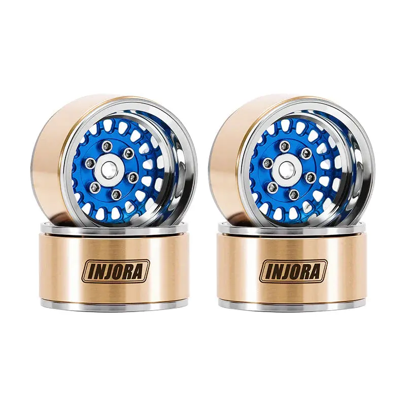 Injora 1.0" Moduwheel Brass & Aluminum Wheels For 1/18 1/24 Rc Crawlers - Blue 1