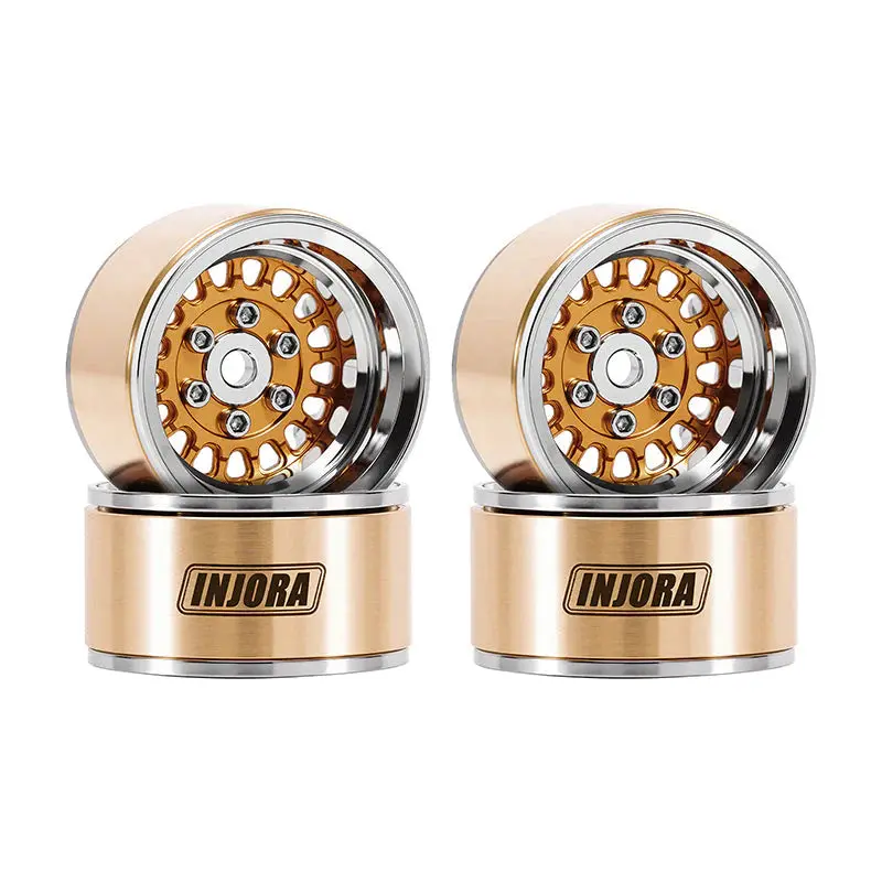 Injora 1.0" Moduwheel Brass & Aluminum Wheels For 1/18 1/24 Rc Crawlers - Gold 1