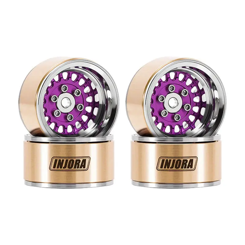 Injora 1.0" Moduwheel Brass & Aluminum Wheels For 1/18 1/24 Rc Crawlers - Purple 1