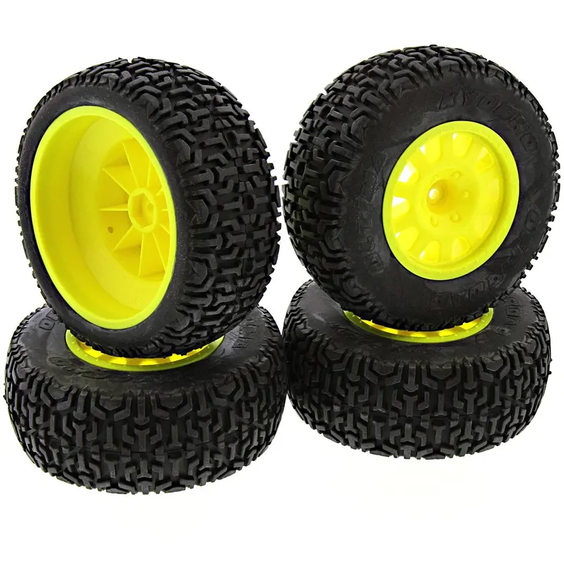 Kyosho 1/10 Ultima Sc6 Rs Block Tread Tires & Hi-Vis Yellow Wheels 1