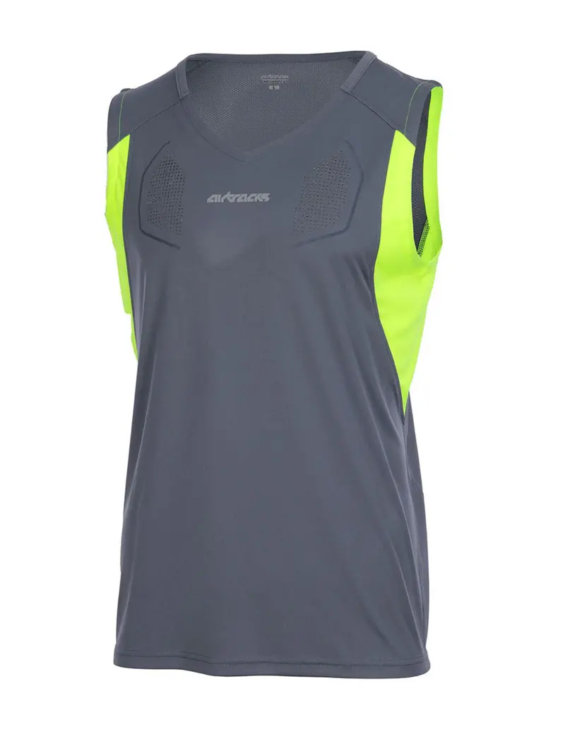 Laufshirt Ärmellos Tank-Top Pro Line Grau-Neon 1