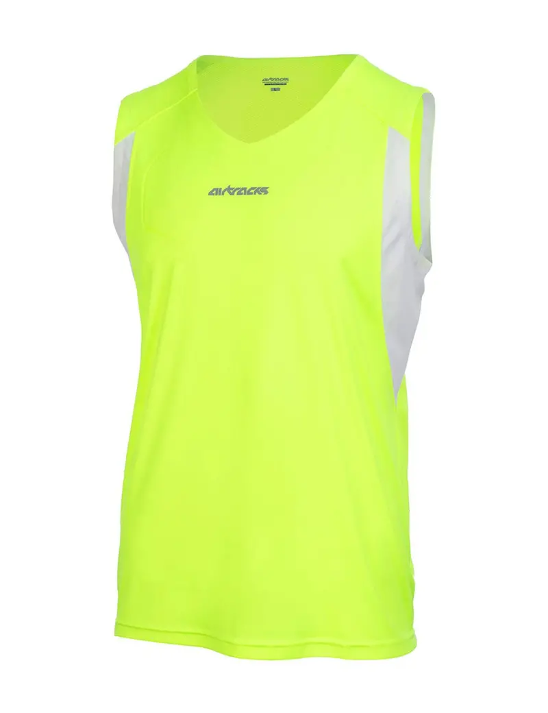 Laufshirt Ärmellos Tank-Top Pro Line Neon-Weiss 1