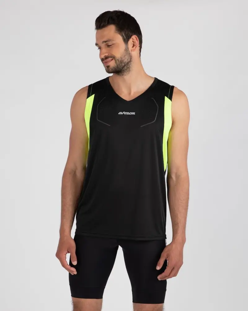 Laufshirt Ärmellos Tank-Top Pro Line Schwarz-Neon 1