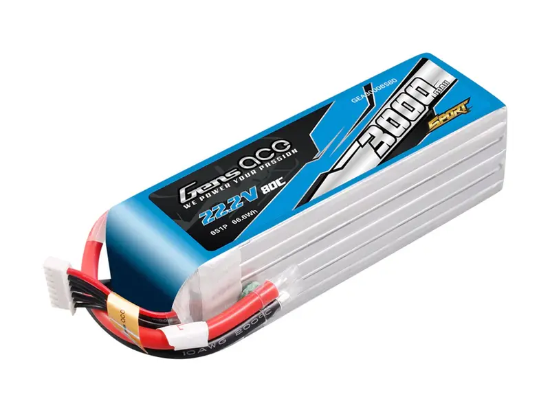 Li-Po Sport 6S 22.2V 3000Mah 80C With No Plug 1