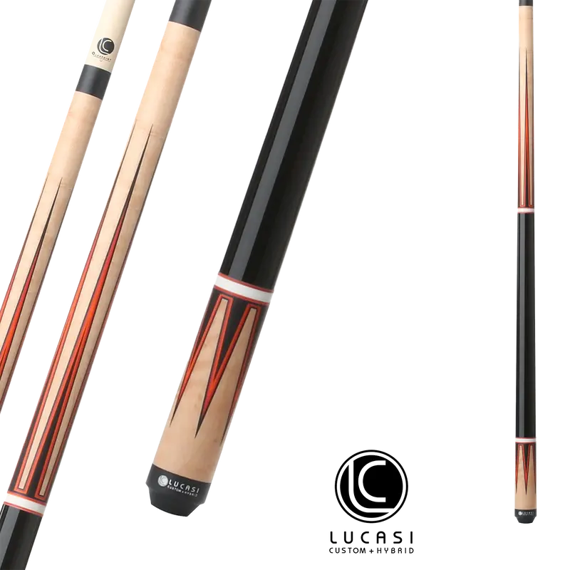 Lucasi Pool Cue Custom Black And Antique Birdseye Red Orange 13Mm 19Oz 1