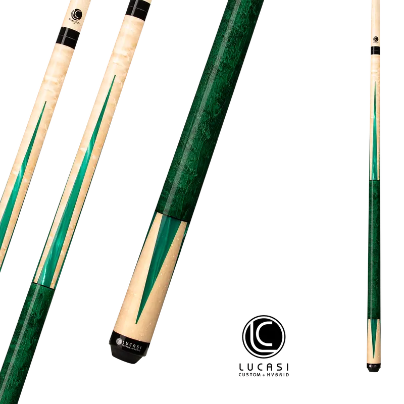 Lucasi Pool Cue Custom Emerald Stained And Natural Super Birdseye 13Mm 19Oz 1