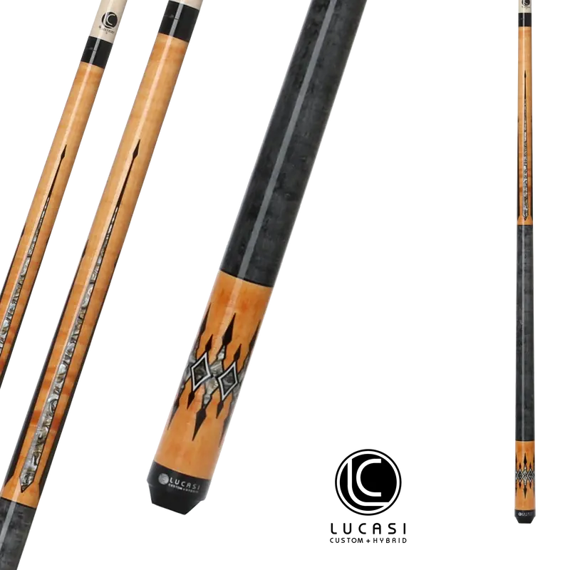 Lucasi Pool Cue Custom Grey Stained Birdseye  And Natural Lucite Grey 13Mm 19Oz 1