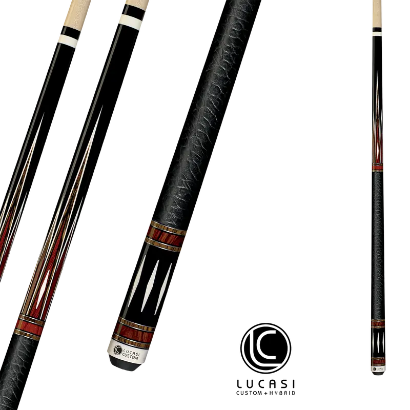 Lucasi Pool Cue Custom Midnight Black And Cocobolo Bocote 13Mm 19Oz With Leather Wrap 1