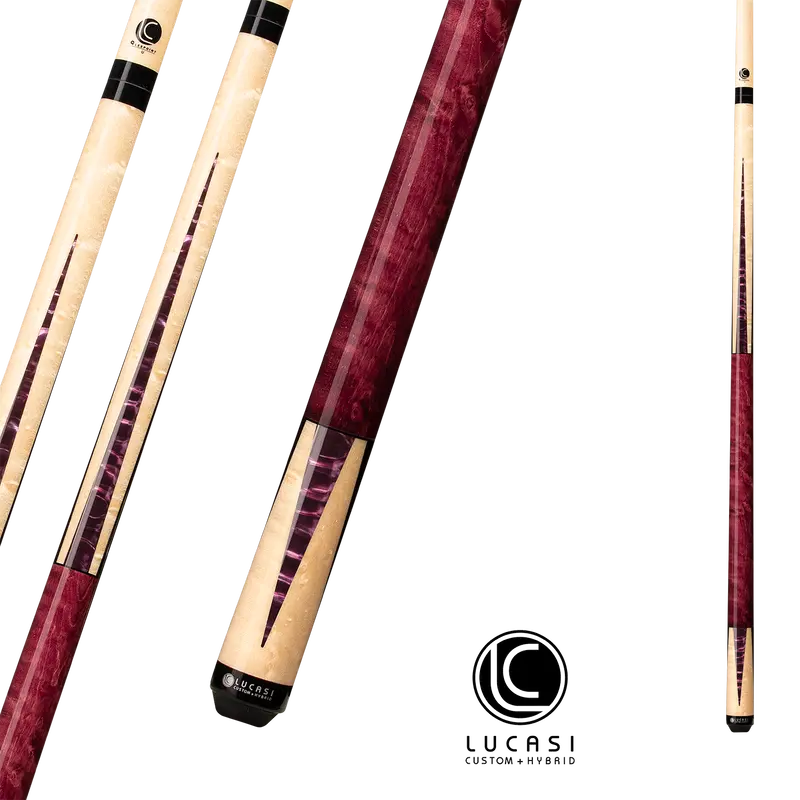 Lucasi Pool Cue Custom Purple Stained And Natural Super Birdseye 13Mm 19Oz 1