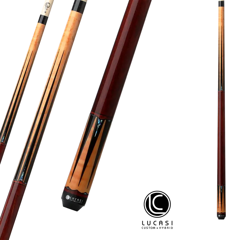 Lucasi Pool Cue Hybrid Gold Stained Birdseye Black And Maple Ring 13Mm 19Oz 1