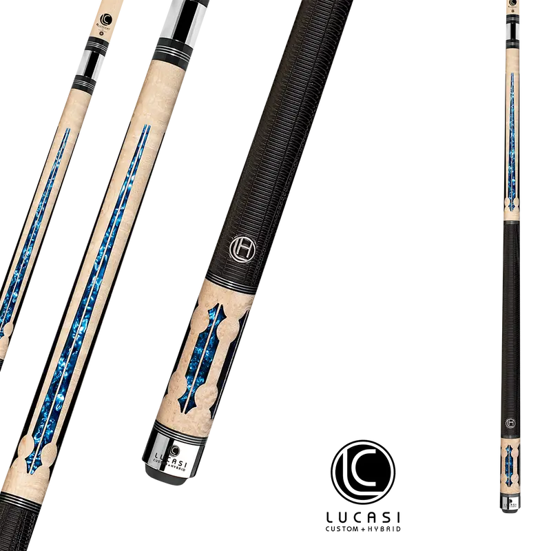 Lucasi Pool Cue Hybrid Natural Birdseye Maple Blue Crush Cue Witht Sport G5 Grip 13Mm 19Oz 1