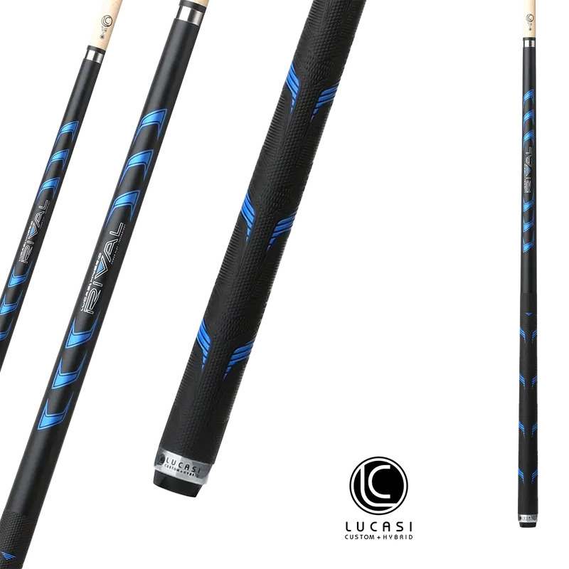 Lucasi Pool Cue Hybrid Rival Black And Metallic Blue Matte Finish With Rival G5 Grip 13Mm 19Oz 1