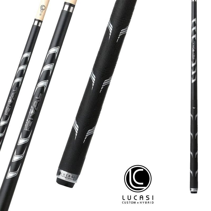 Lucasi Pool Cue Hybrid Rival Black And Metallic Silver Matte Finish Cue With Rival G5 Grip 13Mm 19Oz 1