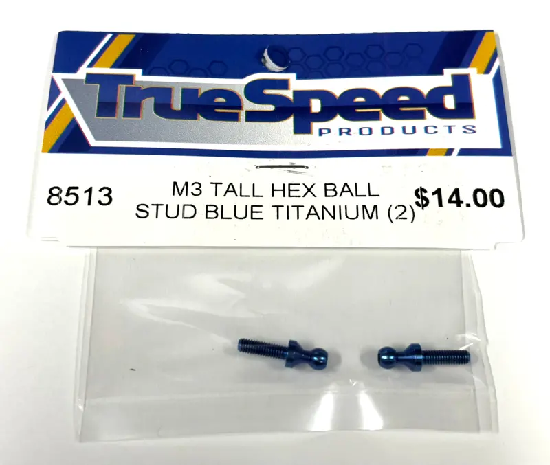 M3 Tall Hex Ball Stud Blue Titanium (2), Cw-8513 1