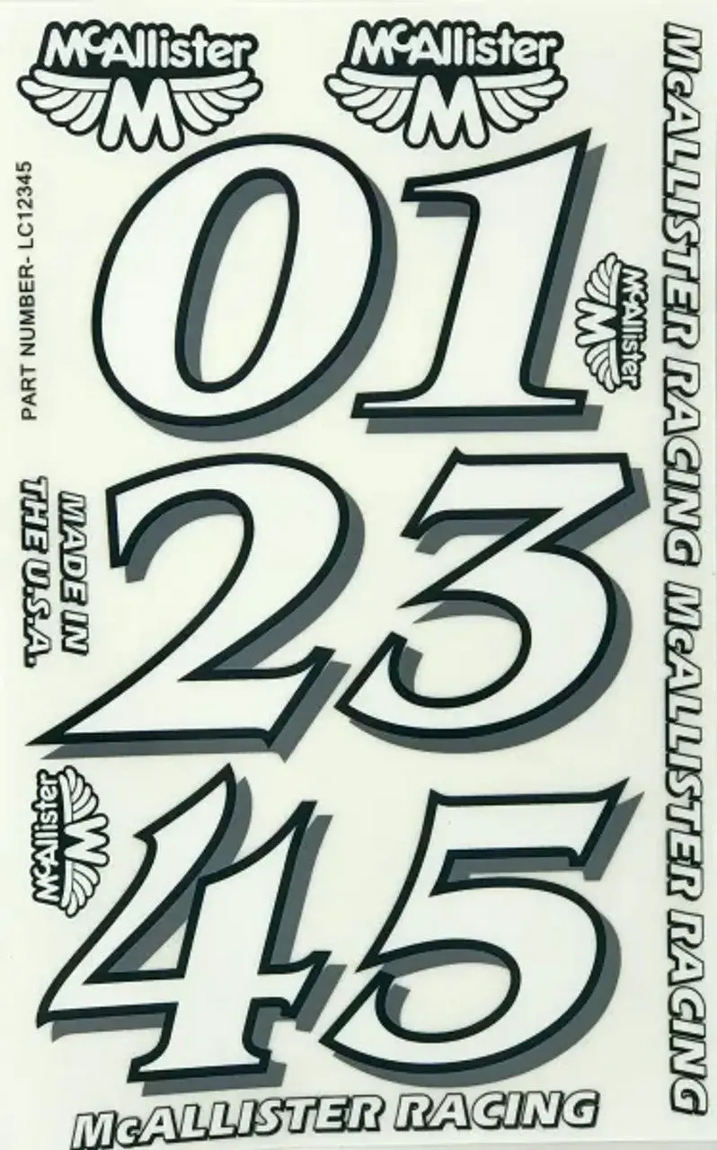 Mcallister Racing Large Classic Numbers 0-5, Mca-Lc1-5 1