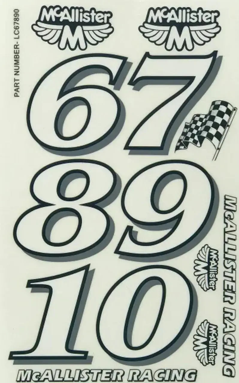 Mcallister Racing Large Classic Numbers 6-0, Mca-Lc6-0 1