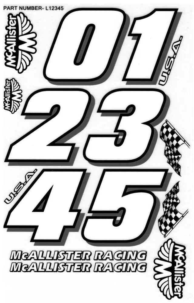 Mcallister Racing Large Numbers 0-5, Mca-L12345 1