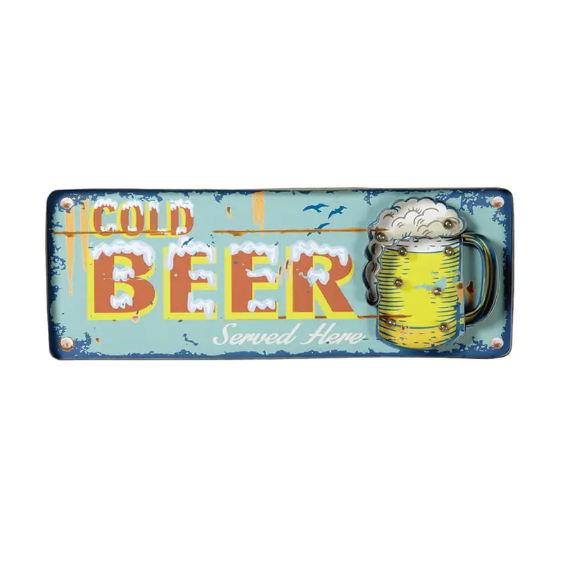 Metal Sign-Cold Beer (Blue) 1