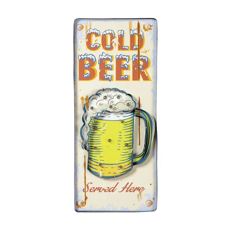 Metal Sign-Cold Beer (White) 1