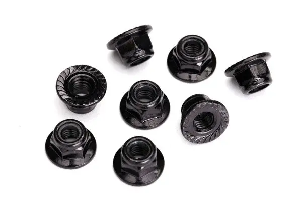 Nuts, 5Mm Flanged Nylon Locking (Steel, Black Serrated) (8), Tra-8447 1