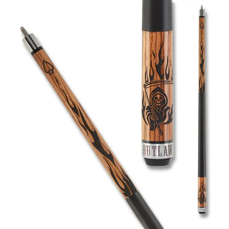 Outlaw Pool Cue Ol50 Thunder Flame Reaper Wood And Black 13Mm 19Oz 1