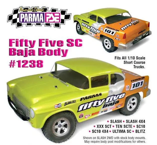 Parma '55 Muscle Baja 1/10 Scale Short Course Drag Clear Body, Par1238 1