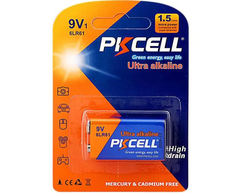 Pkcell Ultra Alkaline 9V Battery (Mercury & Cadmium Free), Pke513021 1