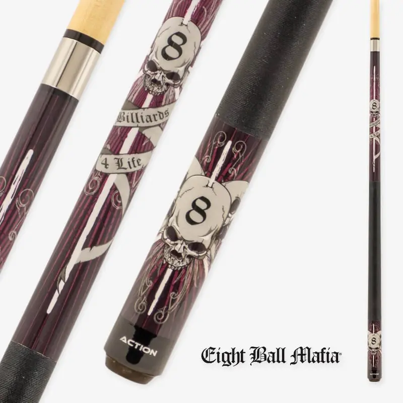 Pool Cue Action Eight Ball Mafia - Red Skull 1
