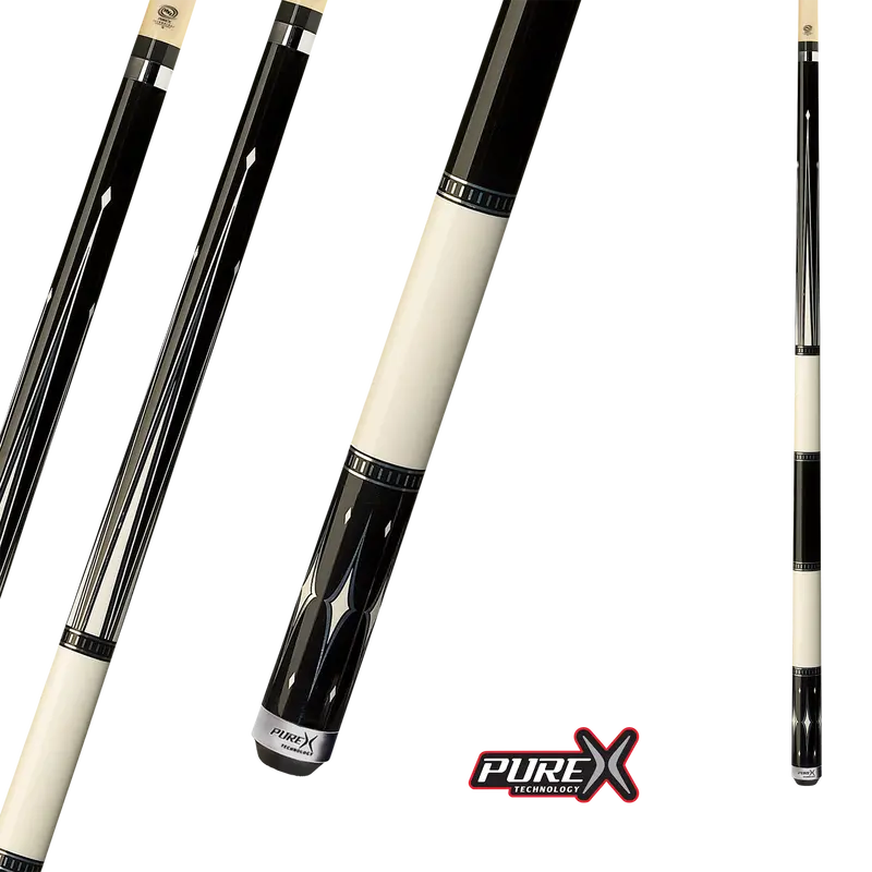 Pool Cue Pure X Black And White 6-Point Diamond 13Mm 19Oz 1