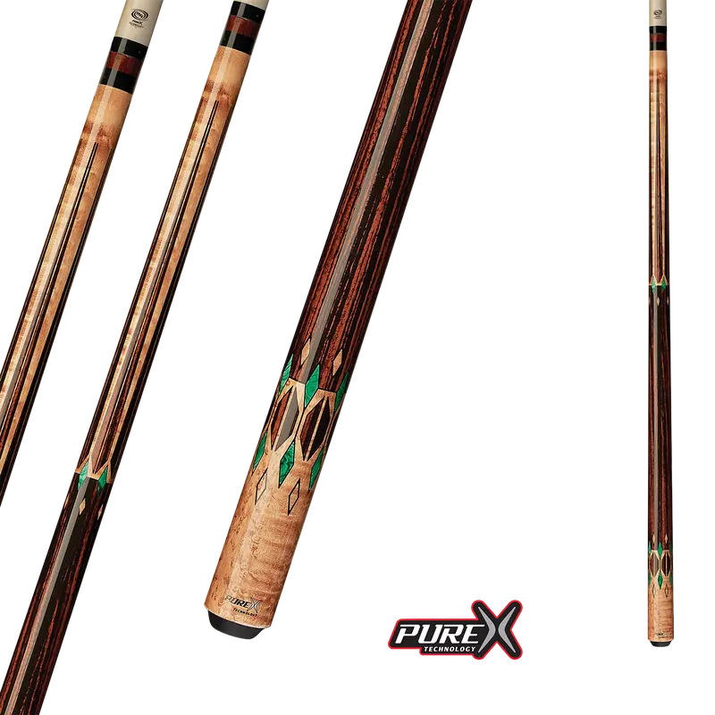 Pool Cue Pure X Golden Birdseye Maple Cocobolo And Green Malachite 13Mm 19Oz 1