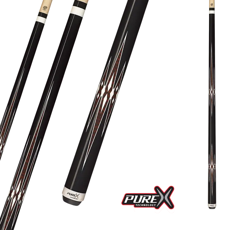 Pool Cue Pure X Midnight Black And Zebra Wood 13Mm 19Oz 1