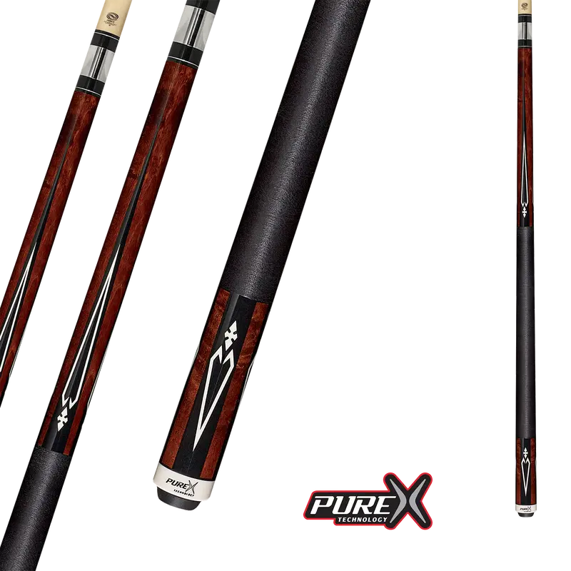 Pool Cue Pure X Walnut Stain Birdseye With Black White Diamond 19Oz 13Mm With Wrap 1